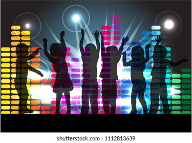 Children silhouette. Abstract background.