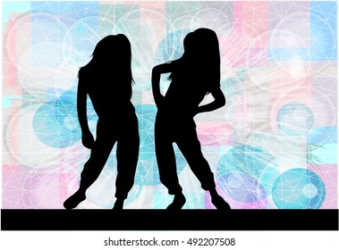 Children silhouette. Abstract background.