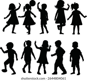 children silhouette design girl vector 