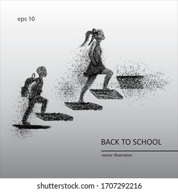 Children silhouette dots vector illustration. Back to school
