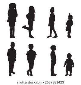 children silhouette . Growing Up: Silhouette Moments . Playful Child Silhouettes .set of children silhouettes, baby silhouette, boy, girl   . eps 10 
