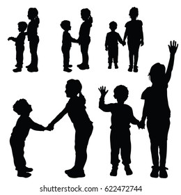 children silhouette happy and cute art illustration