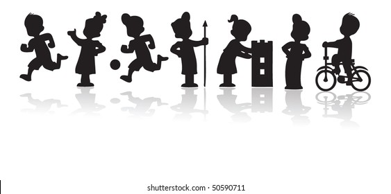 Children silhouette set