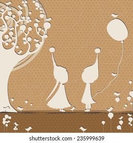 Children silhouette. Vector illustration. Eps 10