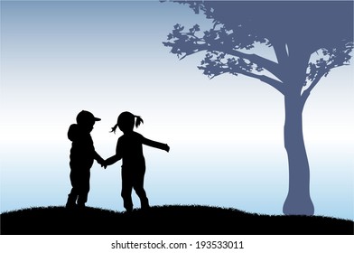children silhouettes