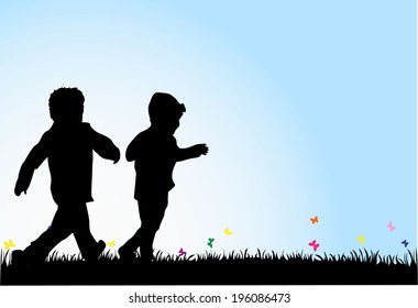 children silhouettes