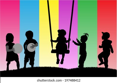 children silhouettes 