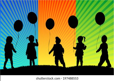 Children Silhouettes Stock Vector (Royalty Free) 197488553