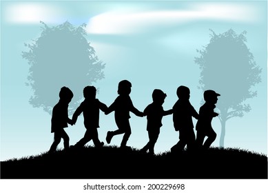 children silhouettes