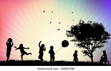 Children silhouettes