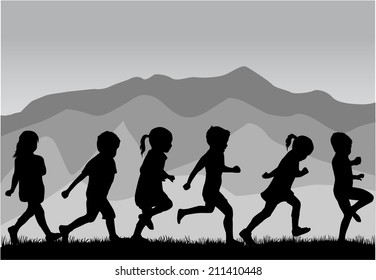 Children Silhouettes Stock Vector (Royalty Free) 211410448 | Shutterstock