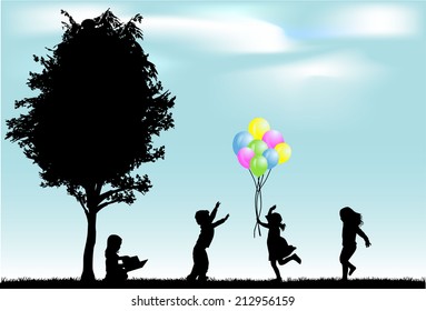 children silhouettes