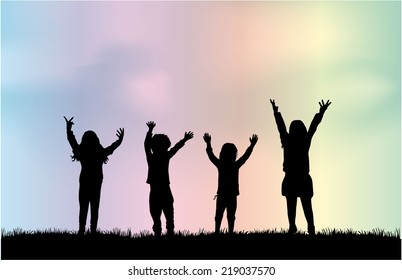 children silhouettes