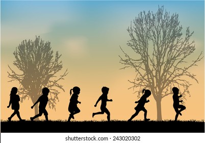 children silhouettes