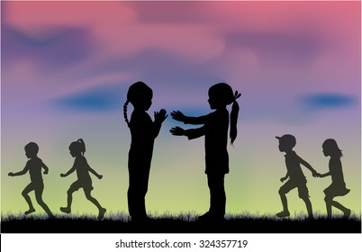 Children silhouettes.