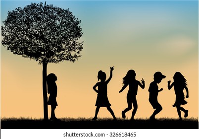 Children silhouettes.