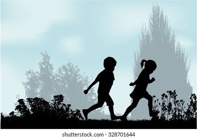 Children silhouettes.