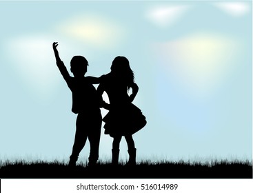 Children silhouettes.