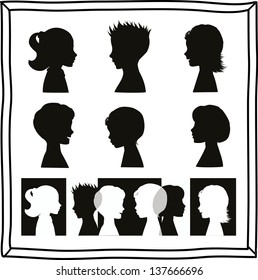 Children silhouettes and banner