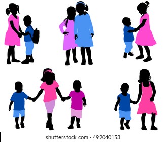 children silhouettes collection