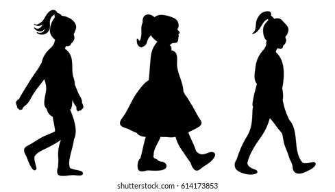 Children silhouettes collection, vector illustration