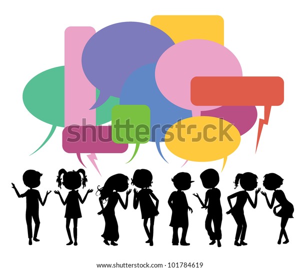 Children Silhouettes Gathering Communication Community Others Stock ...