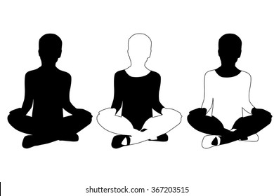 Children silhouettes. Girl gymnast. Vector isolated on white background.