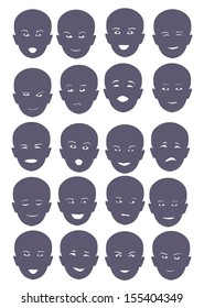 Children silhouettes of people on a white background with emotions