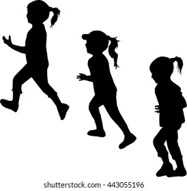 Children Silhouettes Running Stock Vector (Royalty Free) 443055196 ...