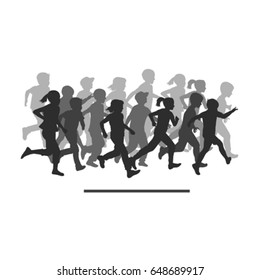 Group Children Silhouettes Running Stock Vector (Royalty Free ...