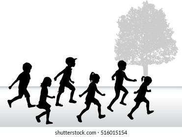 25,819 Children running silhouette Images, Stock Photos & Vectors ...