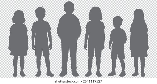 Children silhouettes standing eps 10