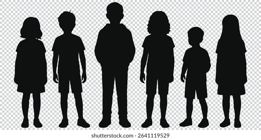 Children silhouettes standing eps 10