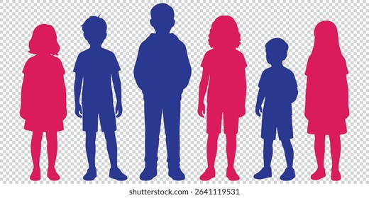 Children silhouettes standing eps 10