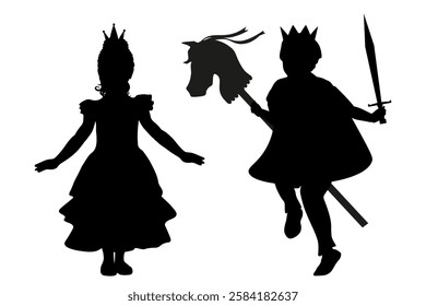 Children silhouettes. Children theater scenes. Vector illustration.