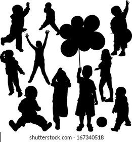 Children silhouettes - vector