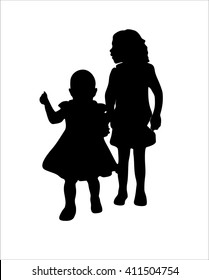 Children silhouettes. Vector illustration.