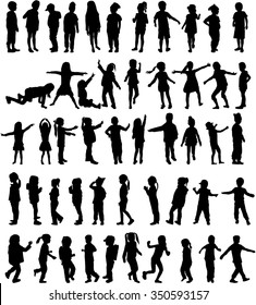 Children silhouettes. Vector work