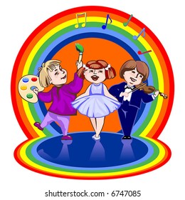 The Children sing, draw, play on violin.