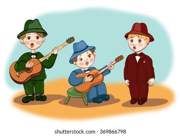 the children sing songs .vector illustration