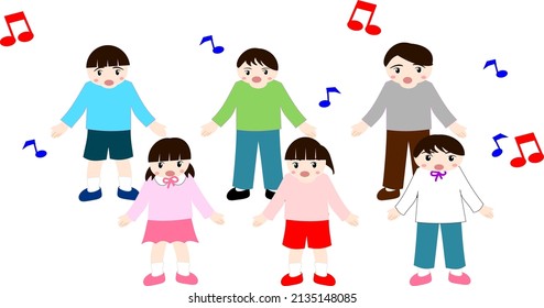 Children singing with 6 people
