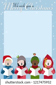 children singing Christmas carols with room for text