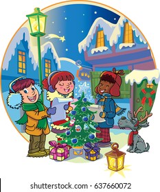 Children singing Christmas songs