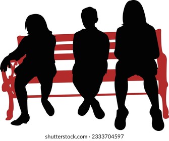 children sitting and making chat, silhouette vector