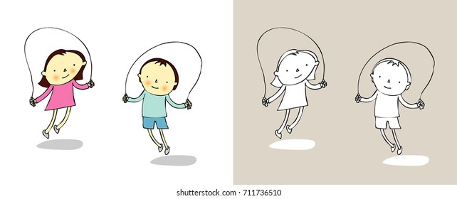 Children skipping rope.