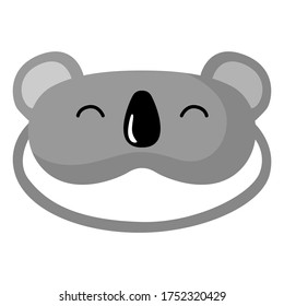 Children sleep mask koala on white background. Face mask for sleeping human isolated in flat style vector illustration.