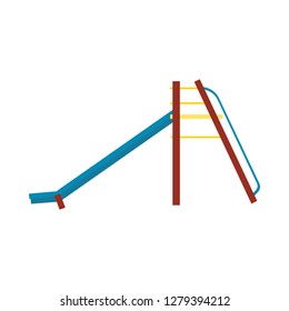 Children slide recreation leisure childhood vector icon. Colorful playground active park outdoors