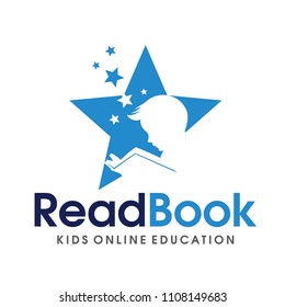 Children Smart reading logo Vector