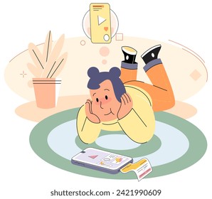 Children with smartphone. Vector illustration. Communication between children has shifted from traditional means to phone based interactions The convenience and versatility smartphones have made