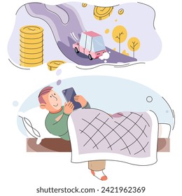 Children with smartphone. Vector illustration. Gadgets like smartphones have revolutionized way children learn and access information Education in digital era heavily relies on electronic devices